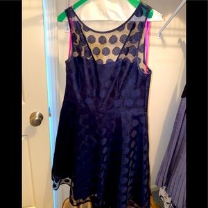 Betsey Johnson navy polka dot cocktail dress